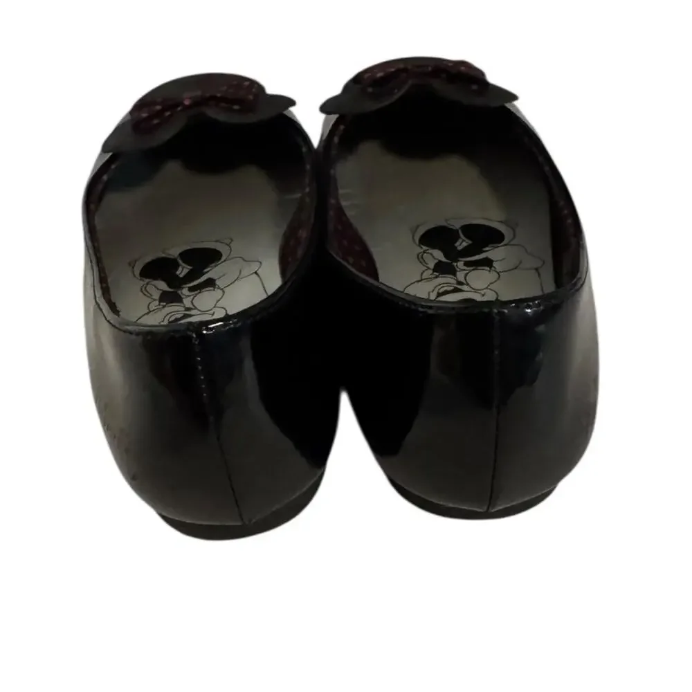 Disney Minnie Mouse Girls Slip-On Shoes Size 13 Black Bow Ballet Flats